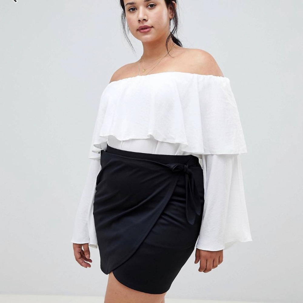 ASOS DESIGN curve wrap mini skirt in scuba